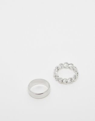 SVNX two pack silver rings with chain details - ASOS Price Checker