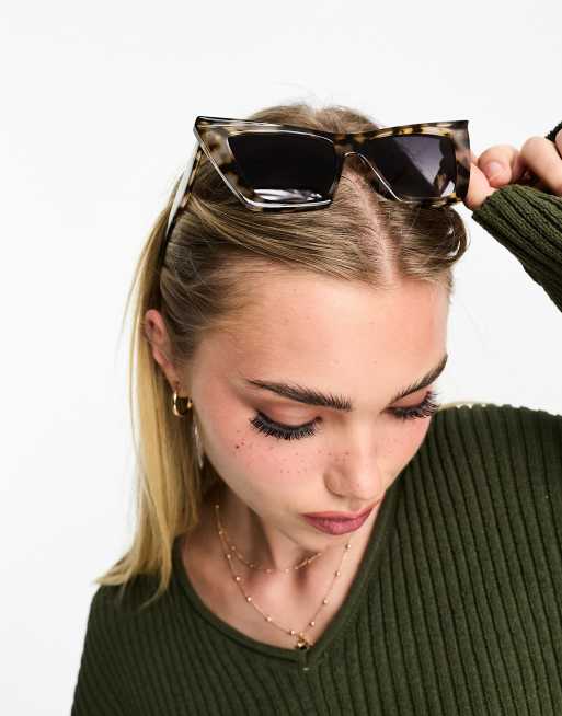 SVNX - Lunettes de soleil à monture œil de chat prononcée - Écaille de tortue laiteux, 4 de 4