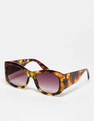 Lunettes De Soleil Rectangulaires Surdimensionnées Kaleos Schofield - Style Années 90, Monture Noire En Acétate, Verres Bruns UV400