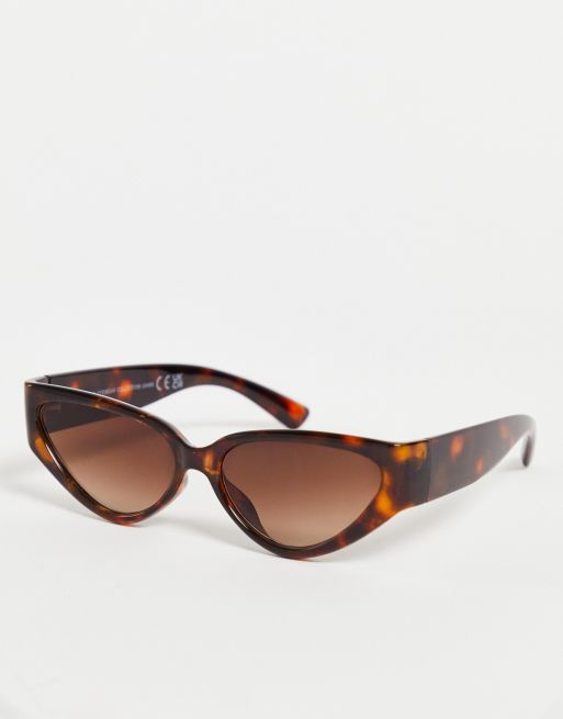SVNX - Lunettes de soleil rétro à monture œil de chat épaisse - Écaille de tortue
