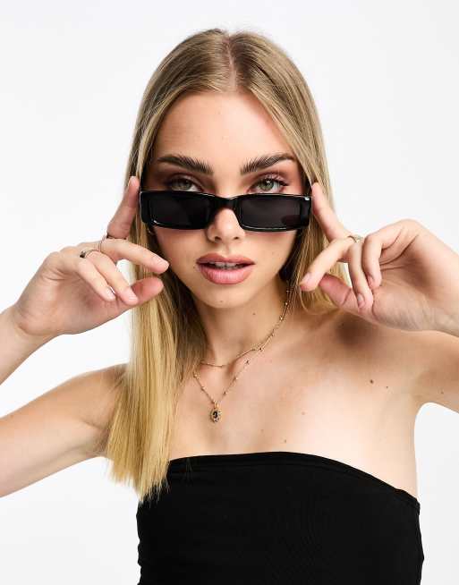 SVNX - Lunettes de soleil ultra fines à monture carrée - Noir