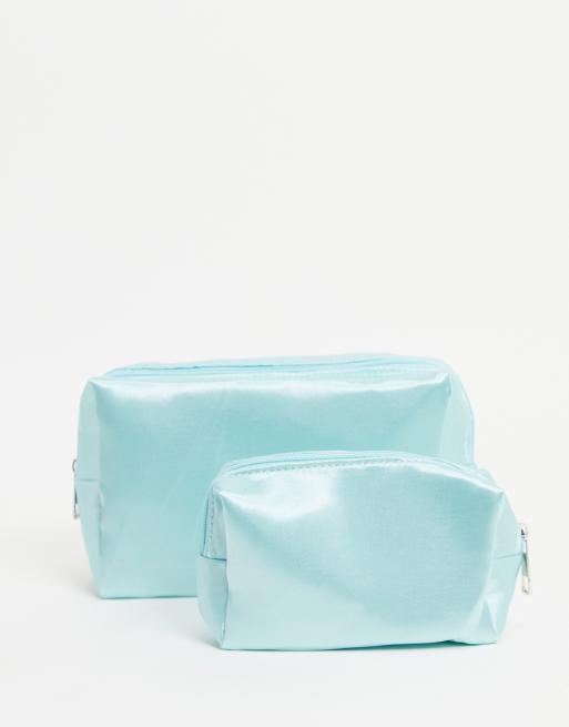 SVNX – Make-up-Pinseltaschen aus Satin in Blau im 2er-Pack