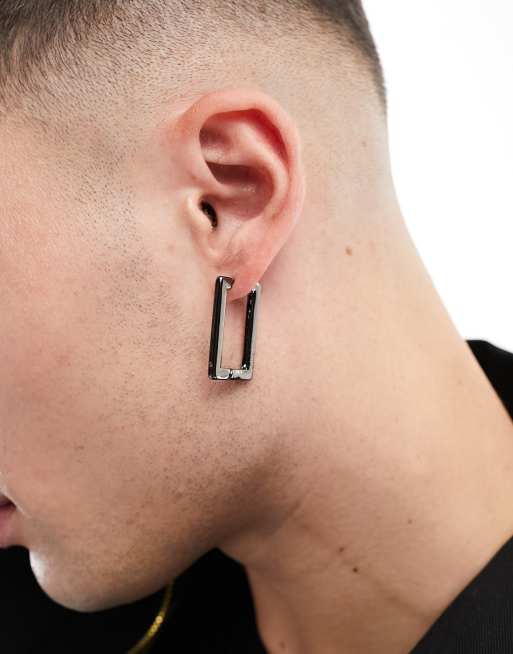 SVNX matte black rectangle earrings | ASOS