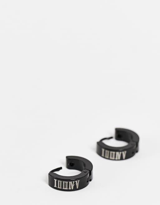 SVNX matte black small hoop earrings