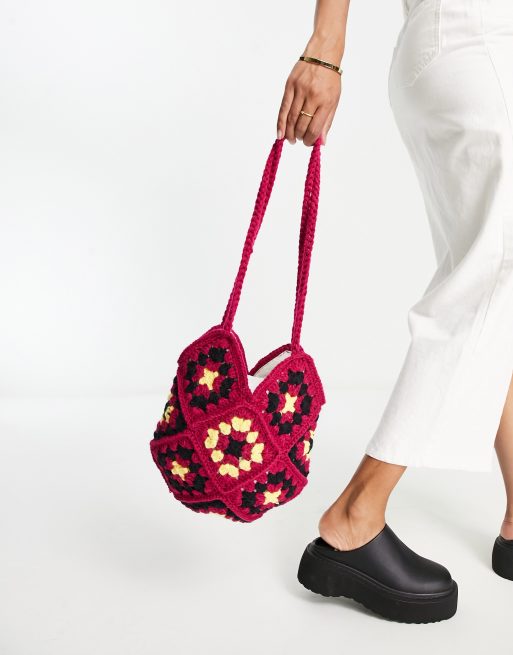 SVNX - Maxi borsa a baguette intrecciata viola
