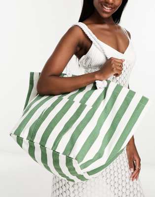 SVNX - Maxi borsa verde e bianca a righe