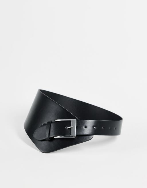 SVNX faux leather corset belt in black