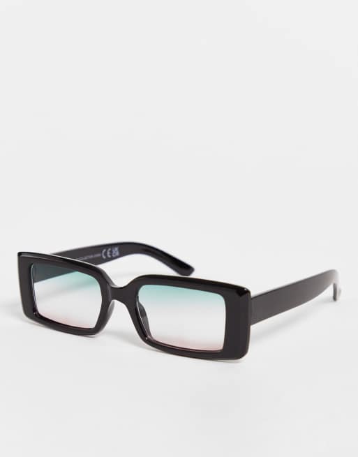 SVNX – Minimalistische, rechteckige Sonnenbrille in Schwarz mit Farbverlauf