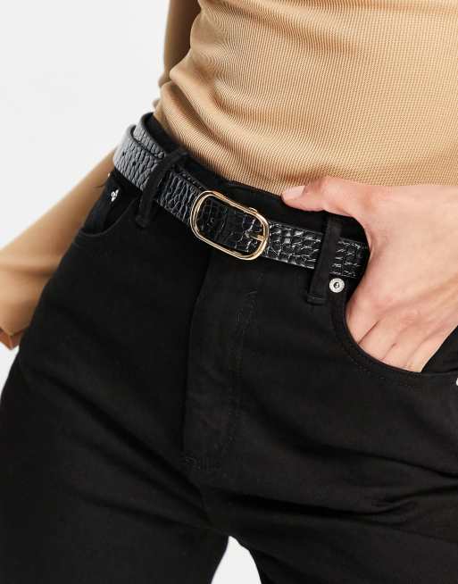 SVNX mock croc belt in black
