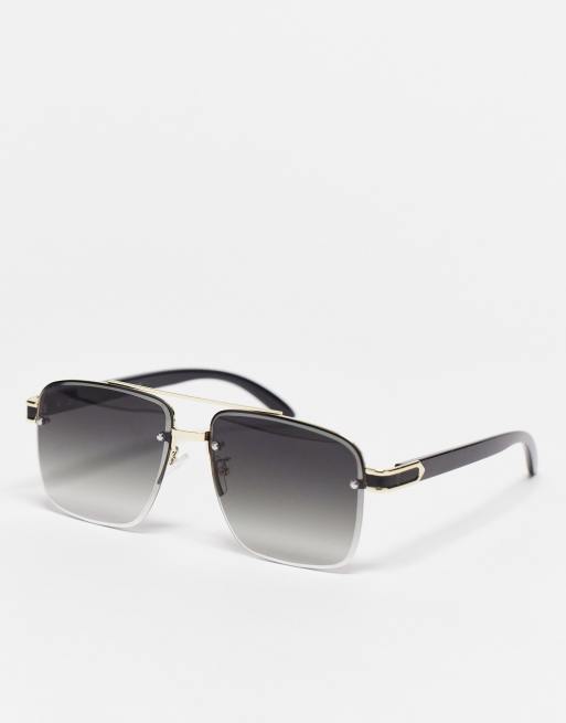 SVNX – Navigator – Sonnenbrille in Goldfarbe mit Halbgestell