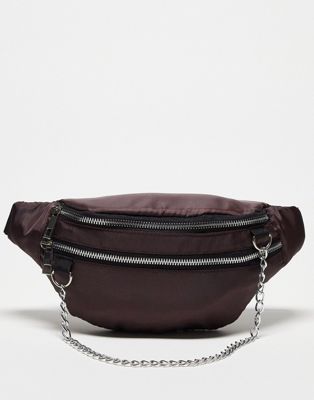 SVNX nylon chain detail crossbody bag in dark brown - Click1Get2 Mega Discount