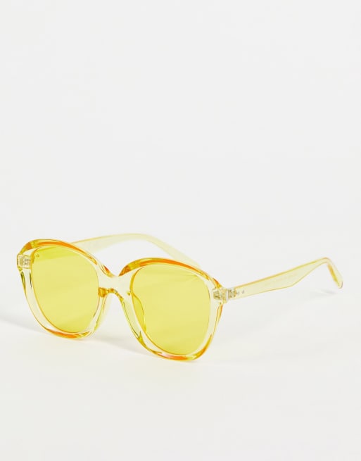 SVNX - Occhiali da sole cat-eye gialli rotondi