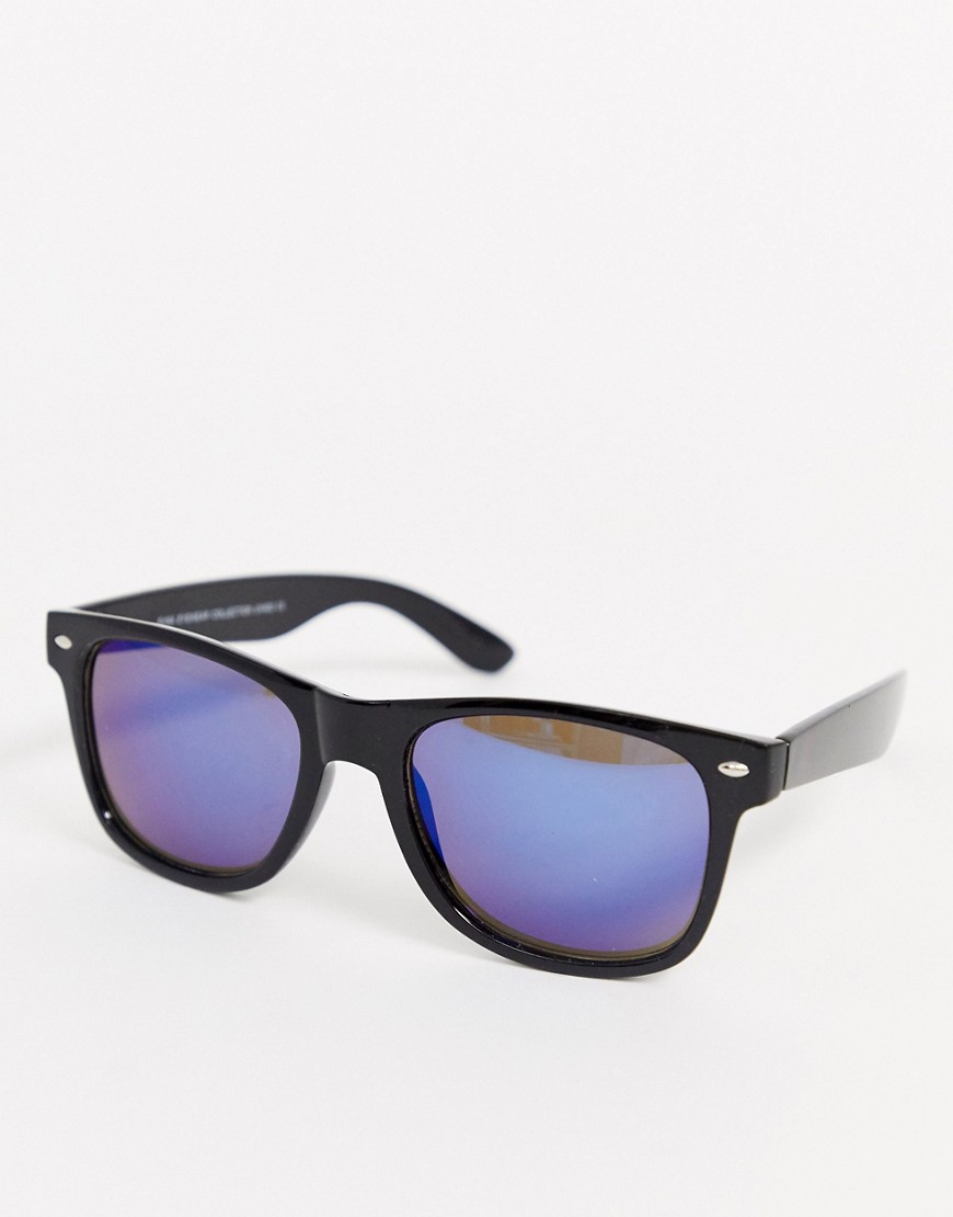 SVNX - Occhiali da sole neri con montatura squadrata e lenti blu-Nero