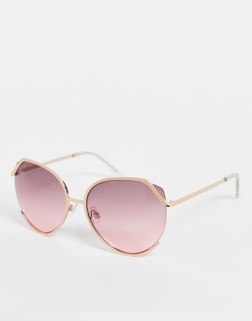 SVNX – Okulary przeciwsłoneczne oversize w złotych metalowych oprawkach