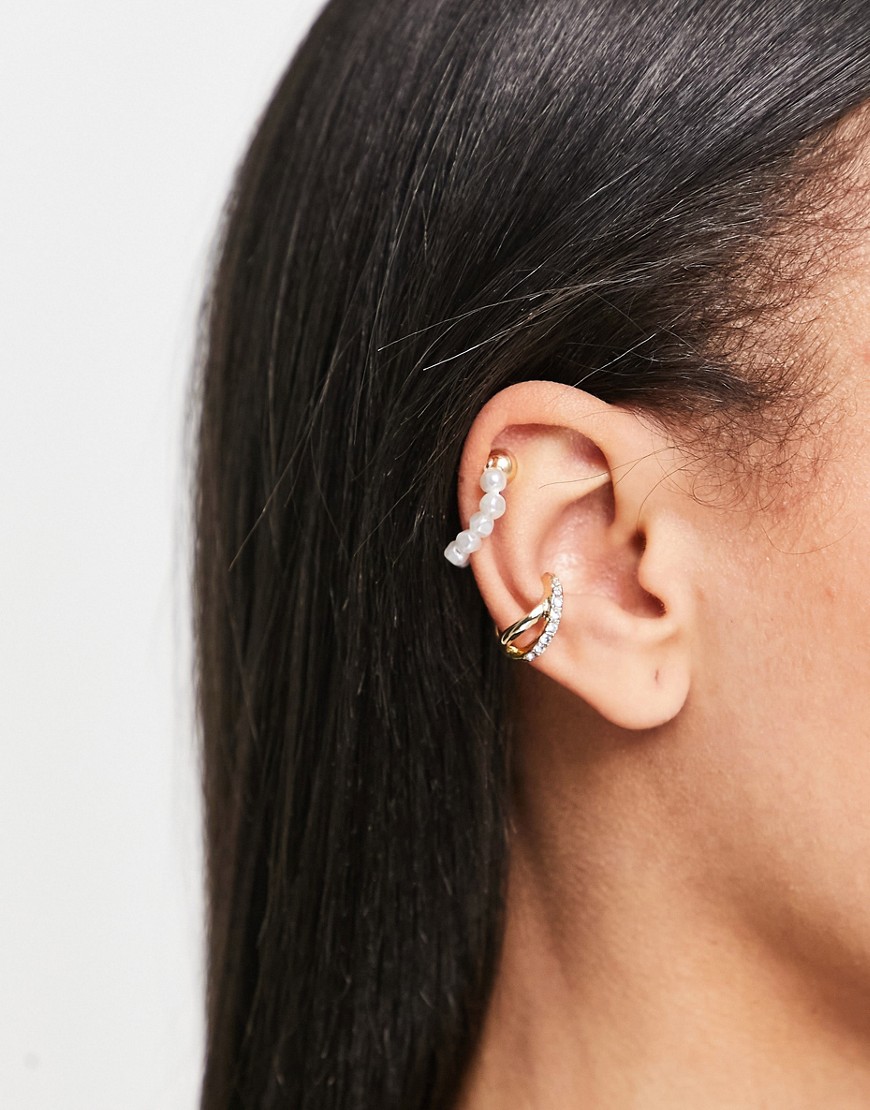 Svnx - Orecchini Ear Cuff Oro Con Perle
