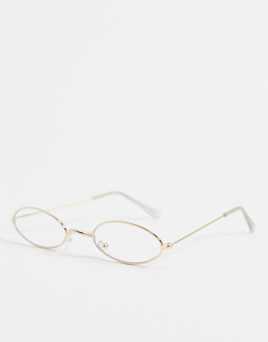 SVNX - Ovalen goudkleurige zonnebril met doorzichtige glazen