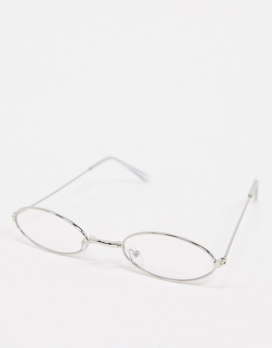 SVNX - Ovalen zilverkleurige zonnebril met doorzichtige glazen