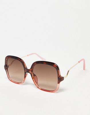 SVNX oversized 70's sunglasses in tortoiseshell ombre