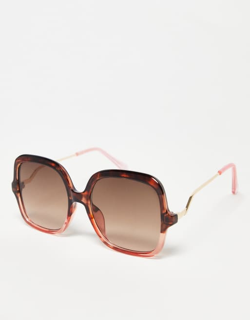 SVNX - Oversized jaren 70 zonnebril in tortoise met kleurverloop