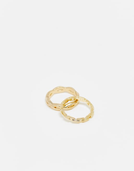 SVNX - Pakke med to guldfarvede ringe med kædedesign