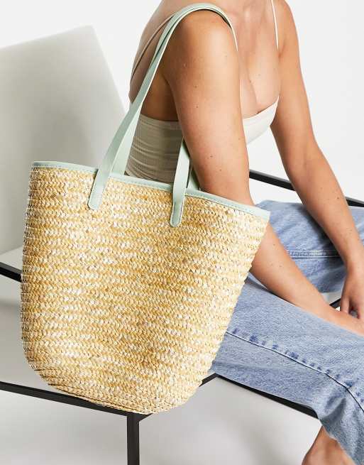 SVNX paper straw tote bag in green