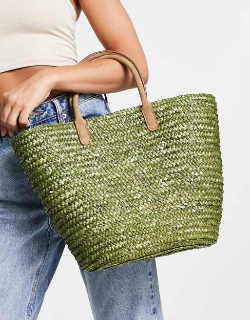 SVNX paper straw tote bag in green