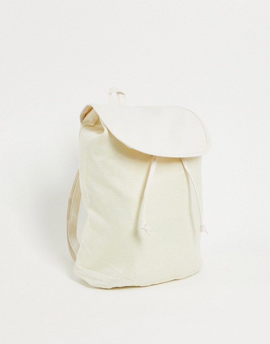 SVNX papter straw backpack in off white