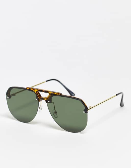 SVNX – Pilotensonnenbrille im Stil der 80er mit Halbgestell in Schildpatt-Optik