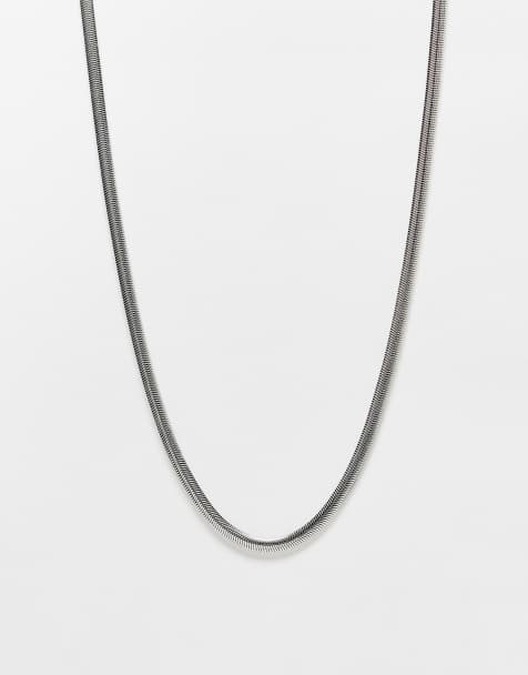 SVNX plain thin neck chain in silver - view 1