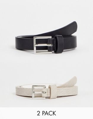 SVNX PU leather belt with square buckle in black