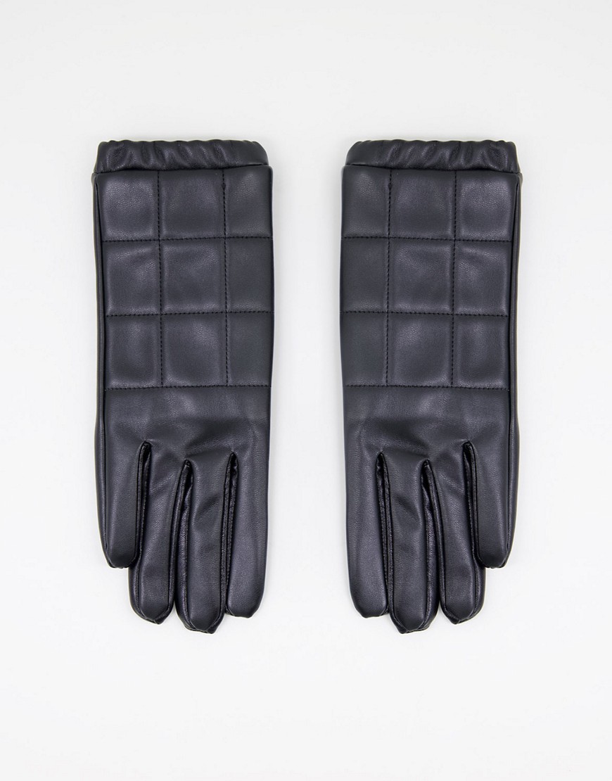 SVNX PU leather gloves in black