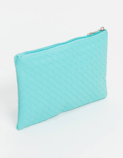 SVNX quilted card holder in aqua blue, 2 of 4
