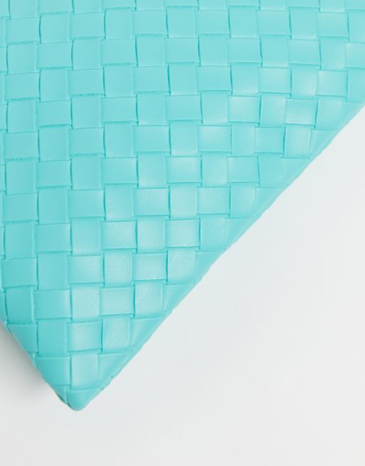 SVNX quilted card holder in aqua blue, 4 of 4