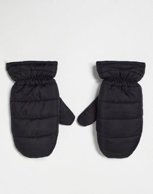 SVNX quilted nylon mittens in black
