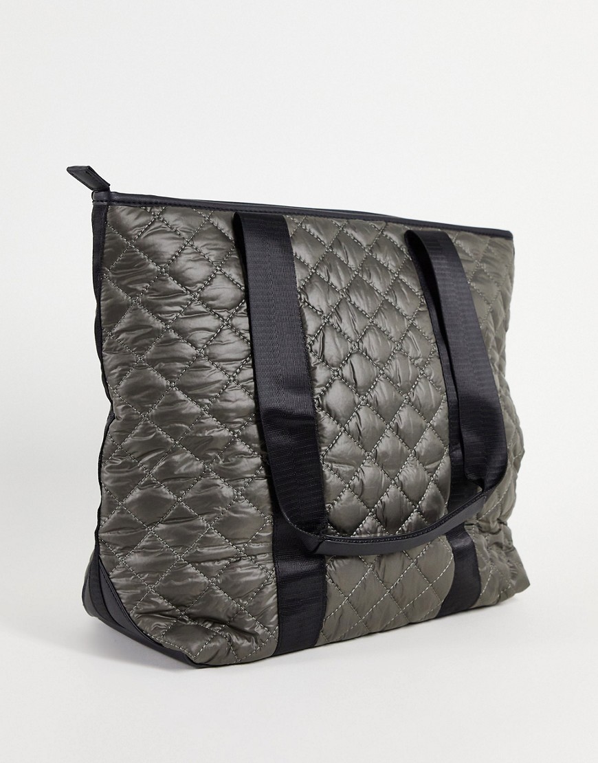 SVNX quilted nylon tote bag in gray-Grey