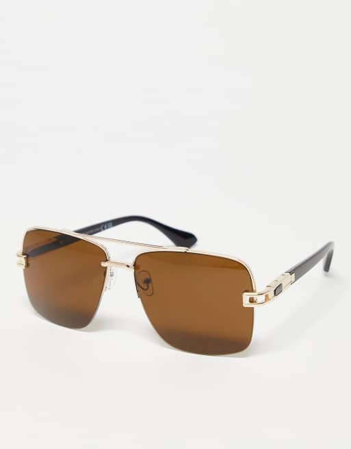 SVNX – Randlose, rechteckige Brille in Braun im 70er-Jahre-Stil