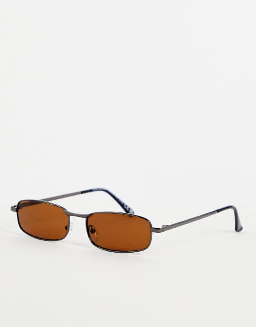 SVNX – Rechteckige Sonnenbrille in Braun
