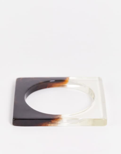 SVNX resin bangle in tortoise and clear