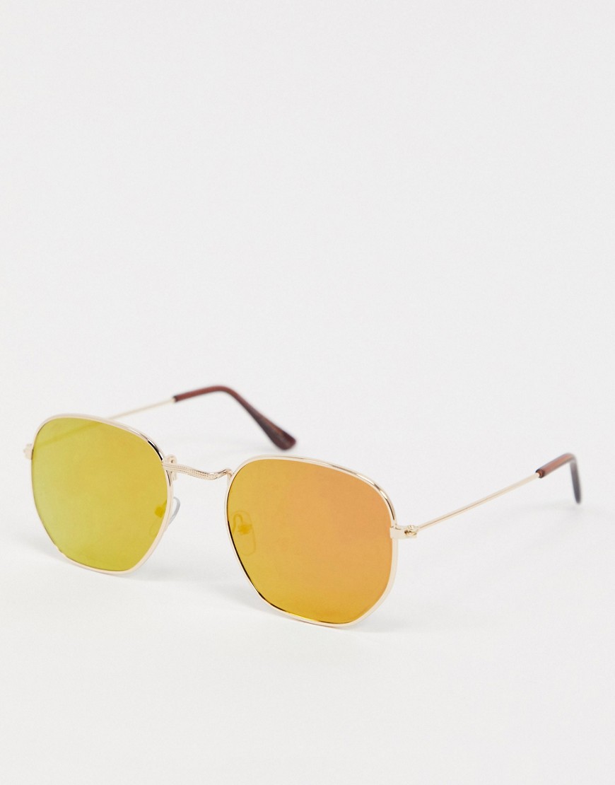 SVNX Retro Mini Hexagon Sunglasses-Gold