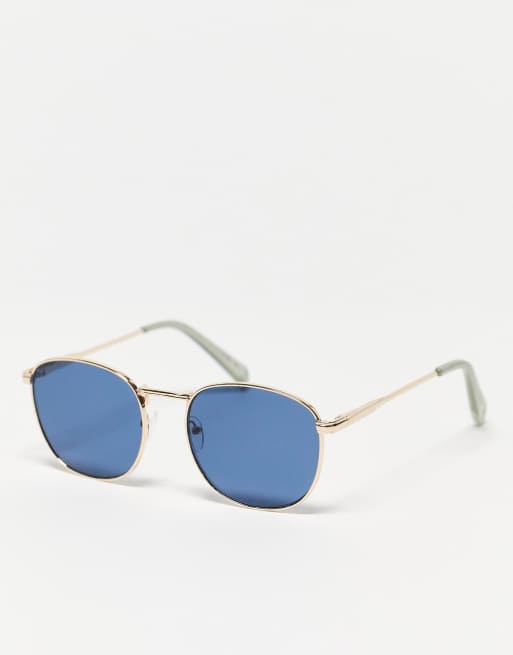 SVNX - Ronde retro zonnebril in zwart en goud