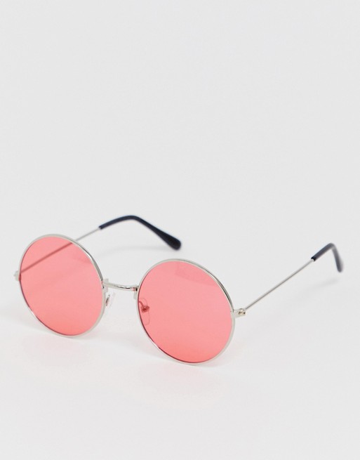 SVNX round frame sunglasses in red