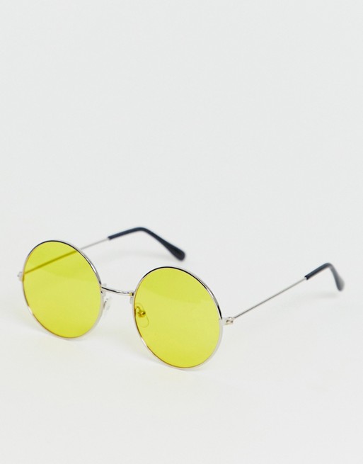 SVNX round frame sunglasses in yellow
