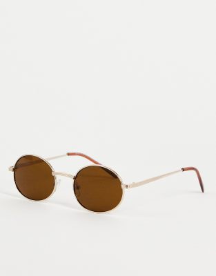 SVNX round sunglasses in brown