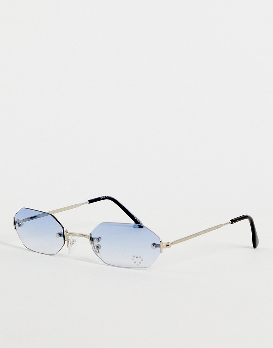 SVNX round sunglasses in pale blue