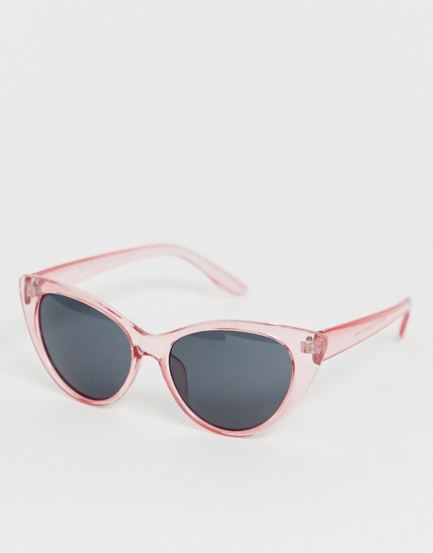 SVNX rounded cat eye sunglasses with transparent frame-Pink