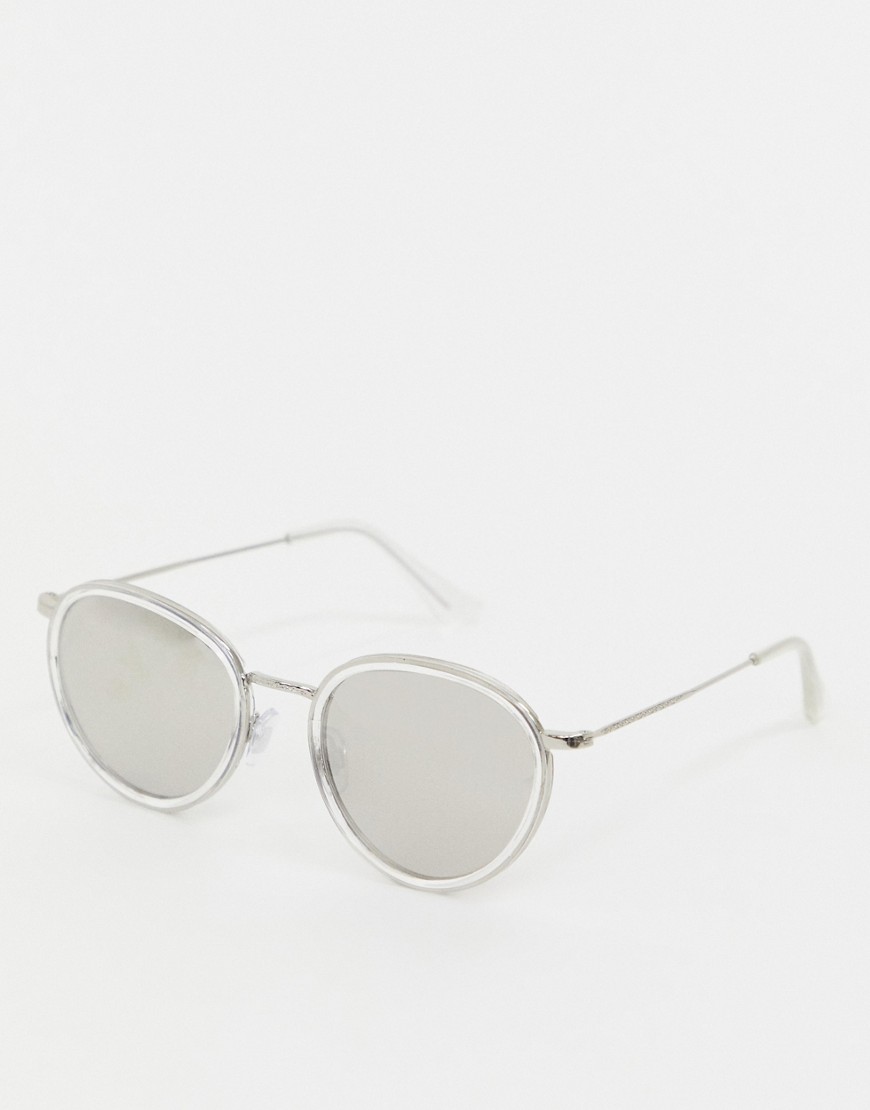SVNX – Runda solglasögon med genomskinliga bågar och spegelglas
