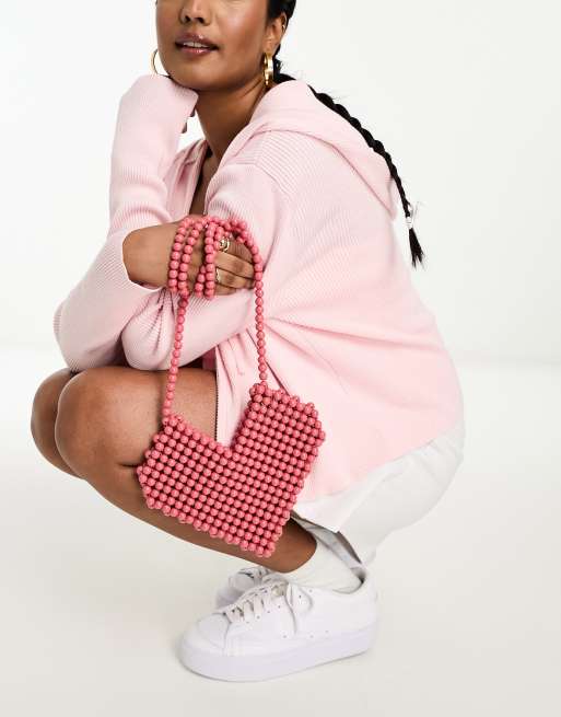 SVNX Sac bandouli re en forme de c ur orn de perles Rose ASOS
