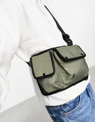SVNX nylon chest bag in moss green - ASOS Price Checker