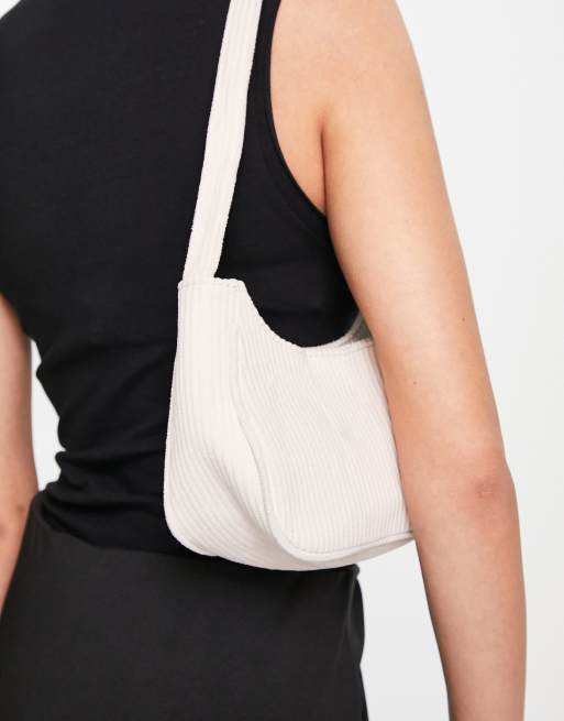 SVNX - Sac porté épaule en velours côtelé - Blanc cassé