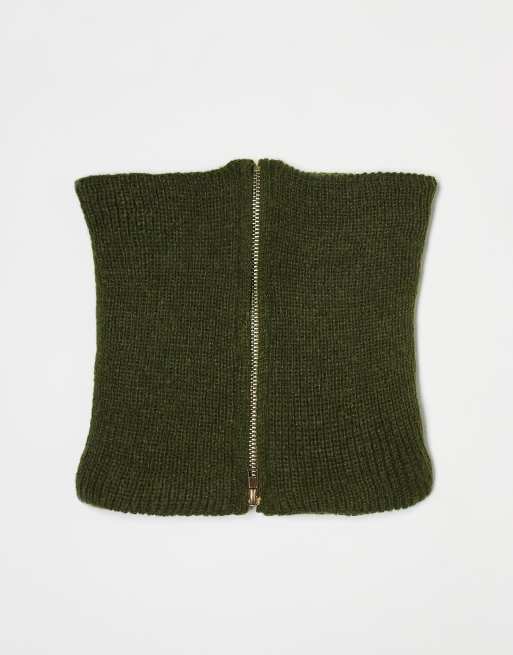 SVNX - Scaldacollo in maglia verde con zip